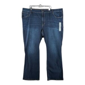 OLD NAVY Mid Rise Kicker Boot Cut Jeans Womens Plus Size 28 51x30.5 Dark‎ Denim